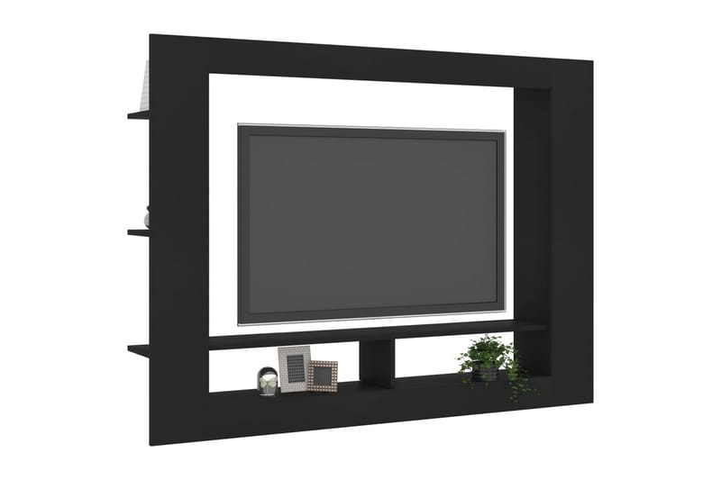 TV-bänk svart 152x22x113 cm spånskiva - Svart - Tv-bänkar