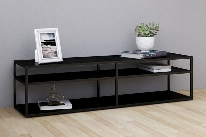 TV-bänk svart 160x40x40,5 cm härdat glas - Svart - Möbler - Vardagsrum - Tv-möbler & mediamöbler - Tv-bänkar