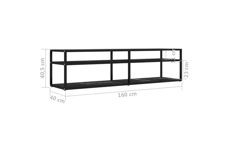 TV-bänk svart marmor 160x40x40,5 cm härdat glas - Svart - Möbler - Vardagsrum - Tv-möbler & mediamöbler - Tv-bänkar