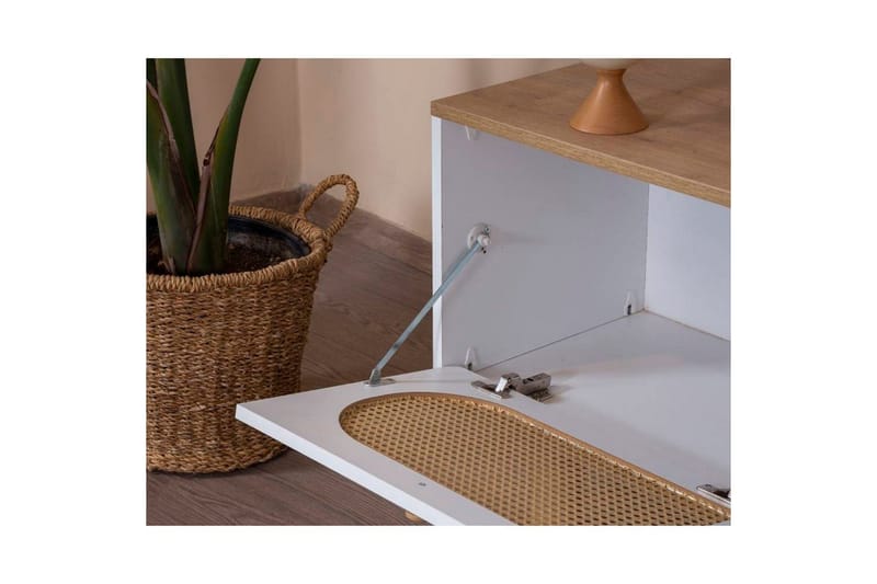 TV-bänk Terra Vit / Ek - Mediumfärgat trä/Vit - Möbler - Vardagsrum - Tv-möbler & mediamöbler - Tv-bänkar