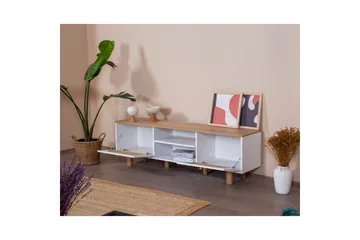 TV-bänk Terra Vit / Ek - Mediumfärgat trä/Vit - Möbler - Vardagsrum - Tv-möbler & mediamöbler - Tv-bänkar