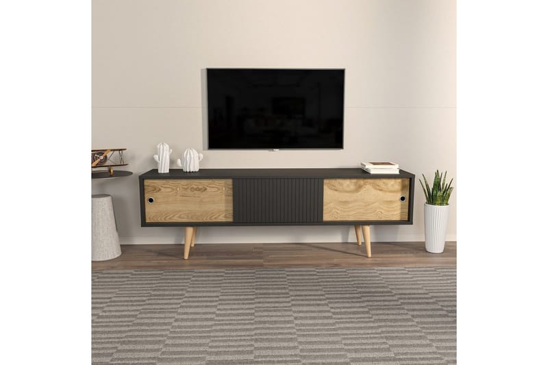 TV-bänk Ticoman Antracit / Ek - Antracit / Ek - Möbler - Vardagsrum - Tv-möbler & mediamöbler - Tv-bänkar