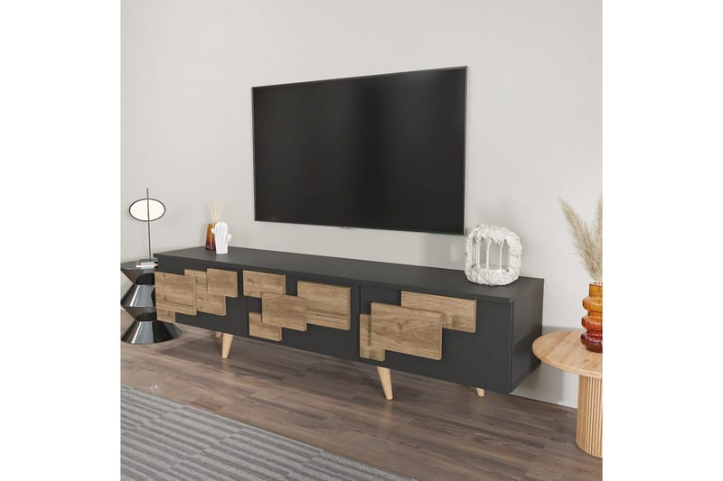 TV-bänk Ticomannd Antracit / Valnöt - Antracit / Valnöt - Möbler - Vardagsrum - Tv-möbler & mediamöbler - Tv-bänkar