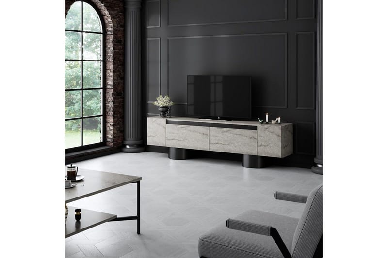TV-bänk Travertin / Svart - Travertin / Svart - Möbler - Vardagsrum - Tv-möbler & mediamöbler - Tv-bänkar
