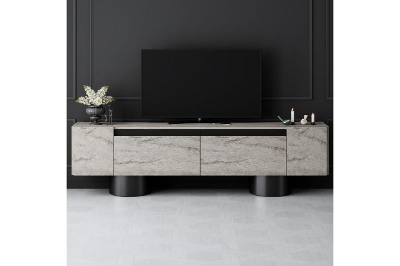 TV-bänk Travertin / Svart - Travertin / Svart - Möbler - Vardagsrum - Tv-möbler & mediamöbler - Tv-bänkar