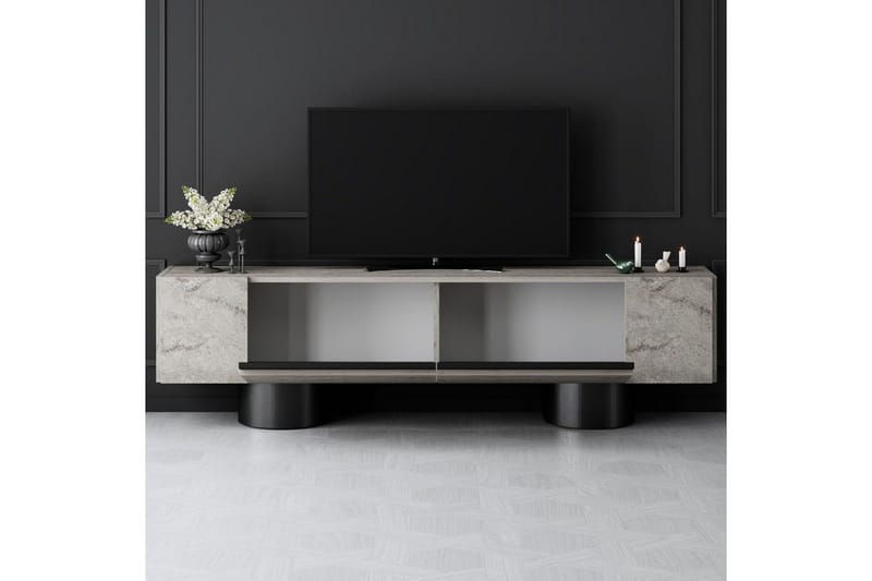 TV-bänk Travertin / Svart - Travertin / Svart - Möbler - Vardagsrum - Tv-möbler & mediamöbler - Tv-bänkar