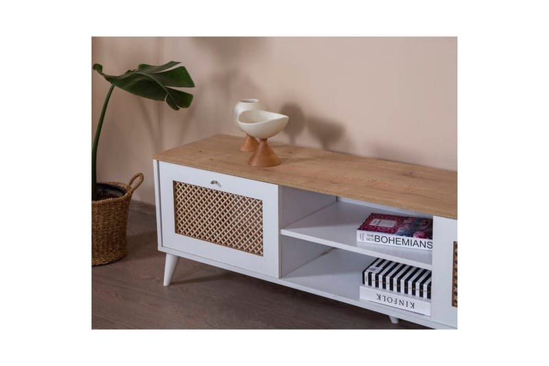 TV-bänk Velin Vit / Ek - Vit / Ek - Möbler - Vardagsrum - Tv-möbler & mediamöbler - Tv-bänkar