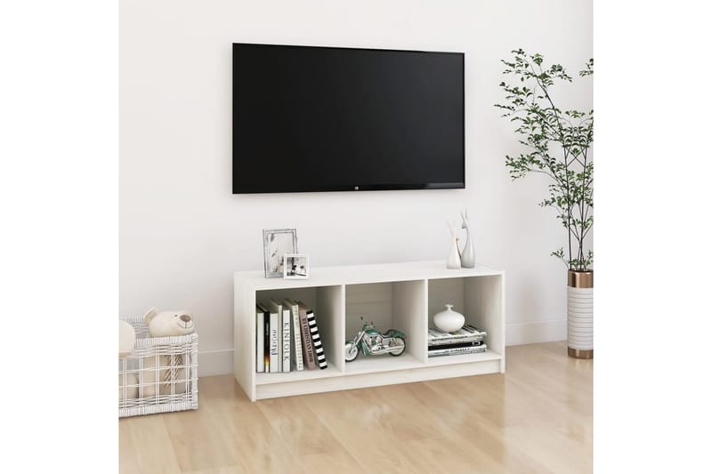 TV-bänk vit 104x33x41 cm massiv furu - Vit - Tv-bänkar