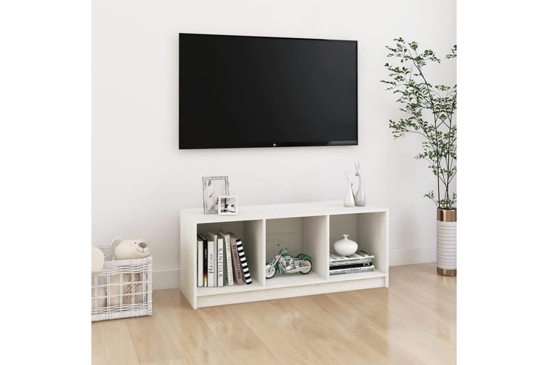 TV-bänk vit 104x33x41 cm massiv furu - Vit - Möbler - Vardagsrum - Tv-möbler & mediamöbler - Tv-bänkar