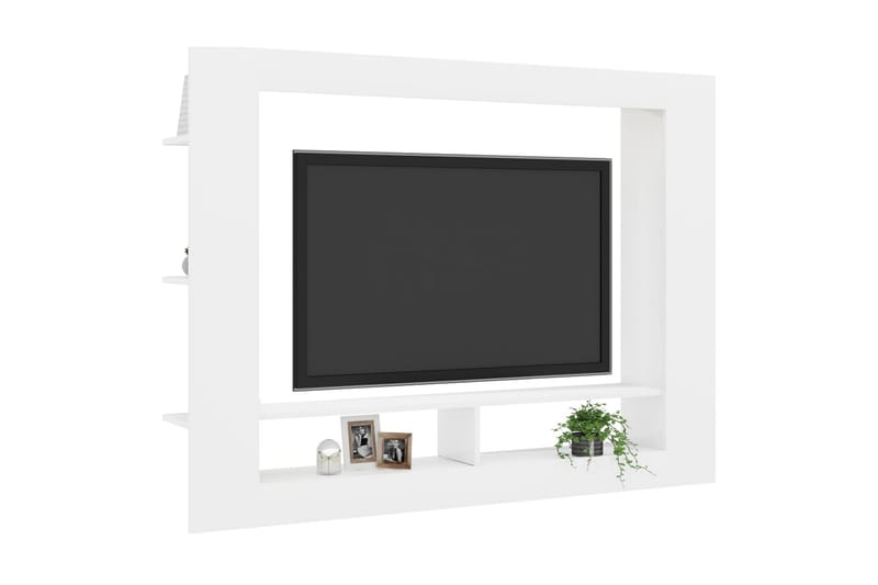 TV-bänk vit 152x22x113 cm spånskiva - Vit - Tv-bänkar