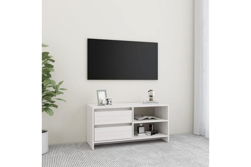 TV-bänk vit 80x31x39 cm massiv furu - Vit - Tv-bänkar