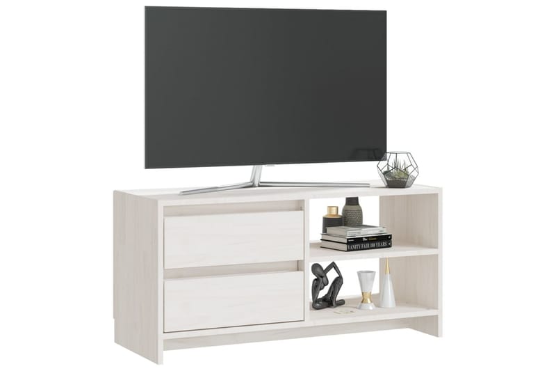 TV-bänk vit 80x31x39 cm massiv furu - Vit - Tv-bänkar