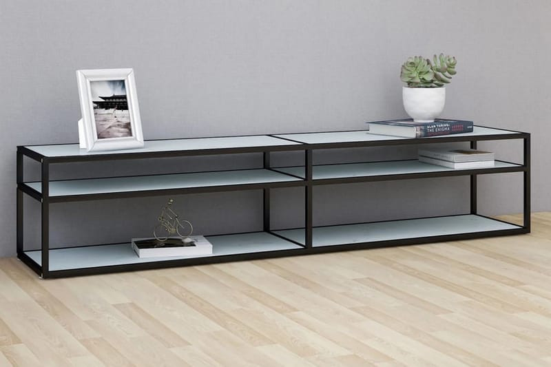 TV-bänk vit marmor 200x40x40,5 cm härdat glas - Vit - Möbler - Vardagsrum - Tv-möbler & mediamöbler - Tv-bänkar