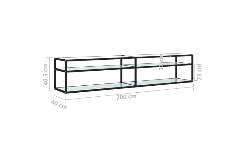 TV-bänk vit marmor 200x40x40,5 cm härdat glas - Vit - Möbler - Vardagsrum - Tv-möbler & mediamöbler - Tv-bänkar