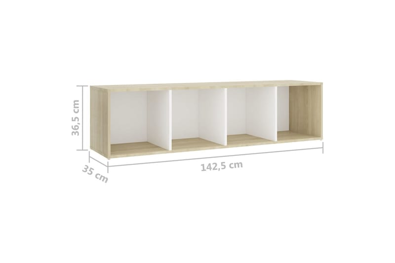TV-bänk vit och sonoma-ek 142,5x35x36,5 cm spånskiva - Vit - Möbler - Vardagsrum - Tv-möbler & mediamöbler - Tv-bänkar