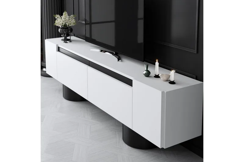 TV-bänk Vit / Svart - Vit / Svart - Möbler - Vardagsrum - Tv-möbler & mediamöbler - Tv-bänkar