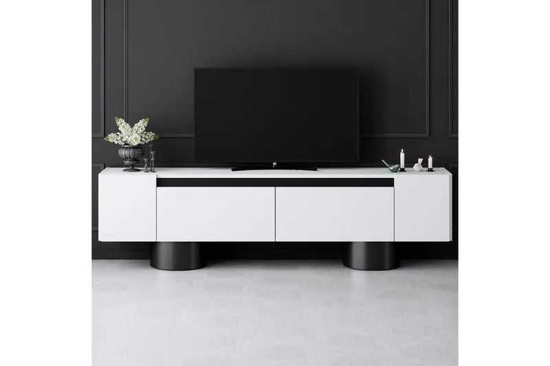 TV-bänk Vit / Svart - Vit / Svart - Möbler - Vardagsrum - Tv-möbler & mediamöbler - Tv-bänkar