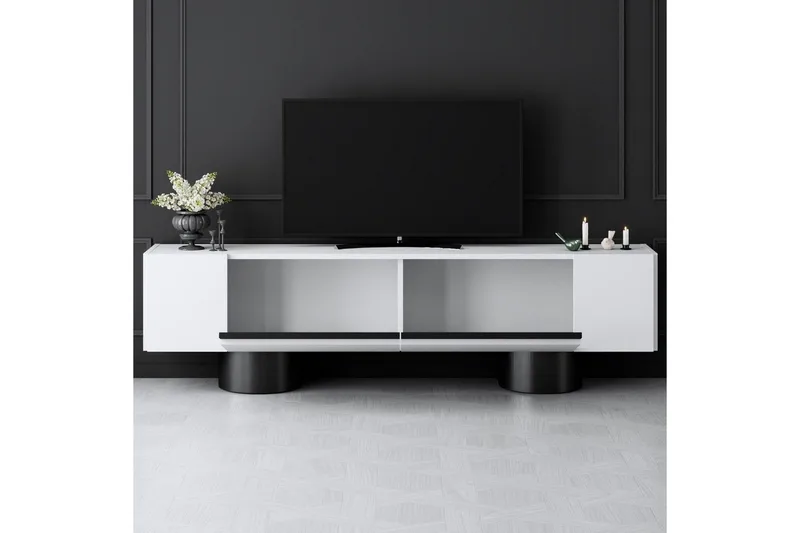 TV-bänk Vit / Svart - Vit / Svart - Möbler - Vardagsrum - Tv-möbler & mediamöbler - Tv-bänkar