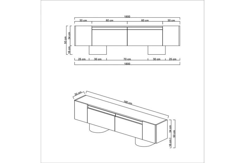 TV-bänk Vit / Svart - Vit / Svart - Möbler - Vardagsrum - Tv-möbler & mediamöbler - Tv-bänkar