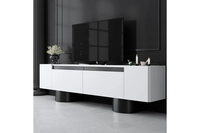 TV-bänk Vit / Svart - Vit / Svart - Möbler - Vardagsrum - Tv-möbler & mediamöbler - Tv-bänkar