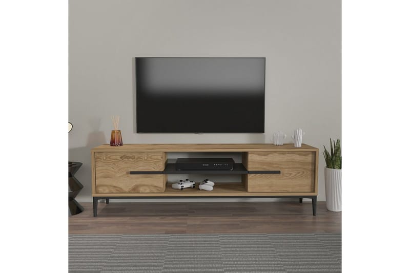 TV-bänk Yemisen Ek / Svart - Brun/Svart - Möbler - Vardagsrum - Tv-möbler & mediamöbler - Tv-bänkar