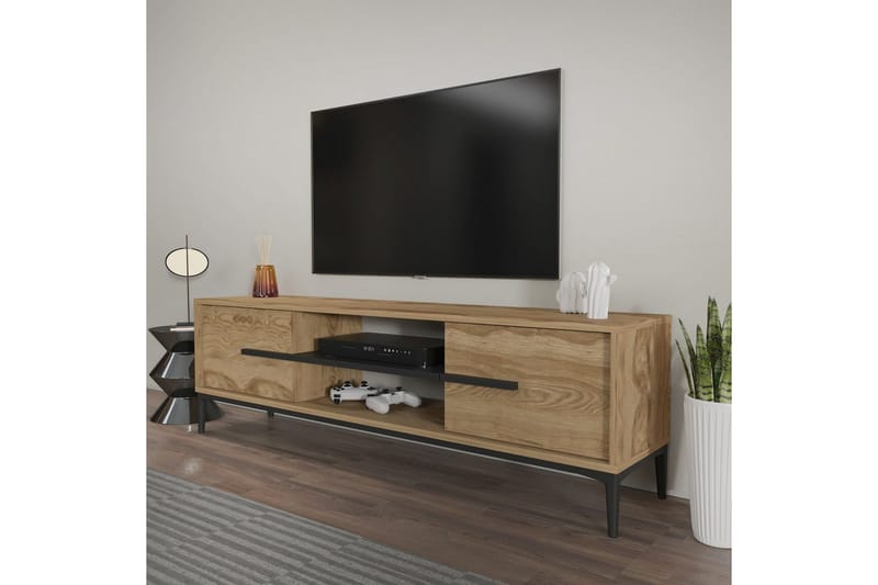 TV-bänk Yemisen Ek / Svart - Brun/Svart - Möbler - Vardagsrum - Tv-möbler & mediamöbler - Tv-bänkar
