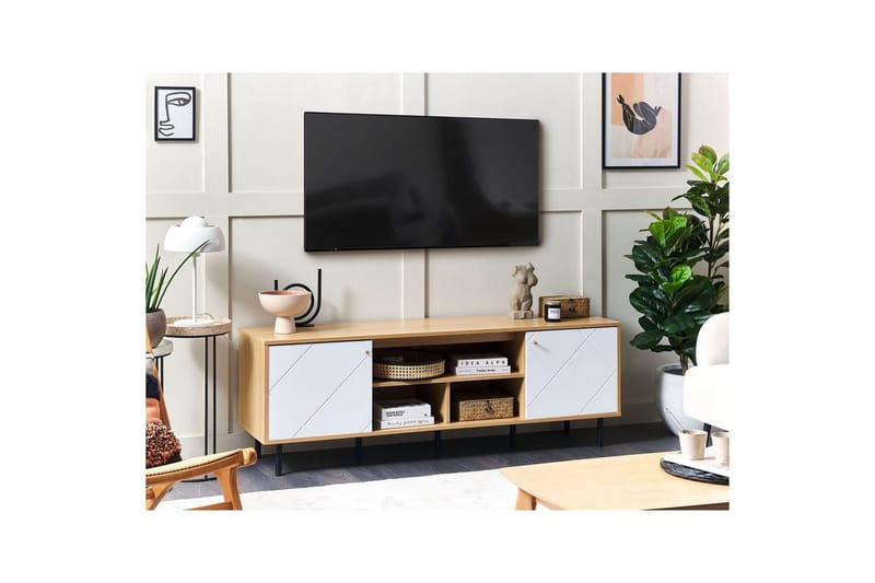 TV-bänk Palmer Ljus trä, vit - Ljus trä, vit - Möbler - Vardagsrum - Tv-möbler & mediamöbler - Tv-bänkar