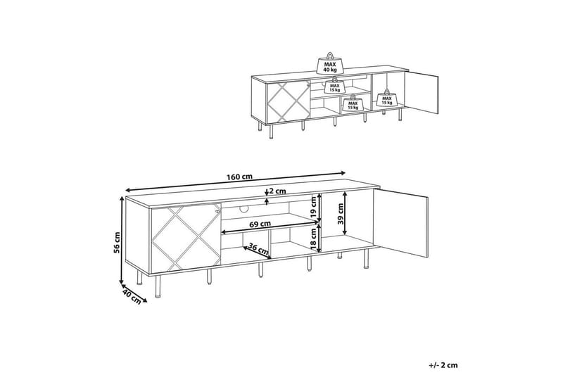 TV-bänk Palmer Ljus trä, vit - Ljus trä, vit - Möbler - Vardagsrum - Tv-möbler & mediamöbler - Tv-bänkar