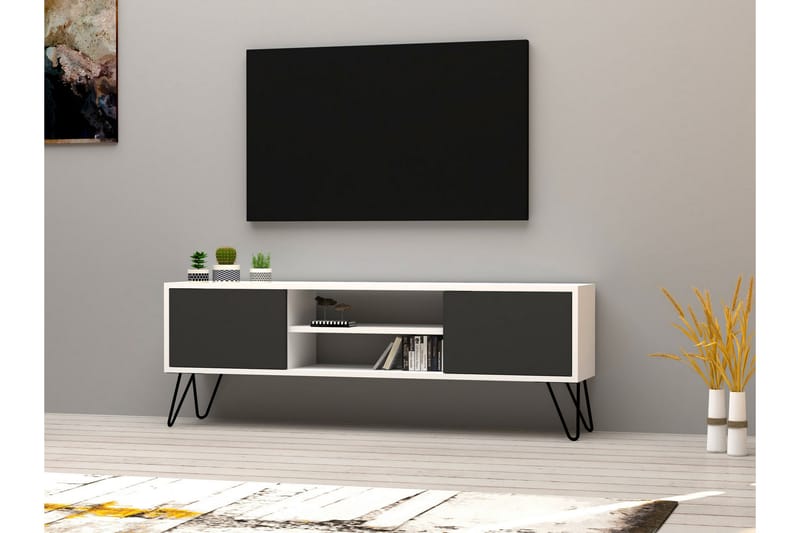 AGATEA Tv-bänk 140x50 cm Vit - Tv-bänkar