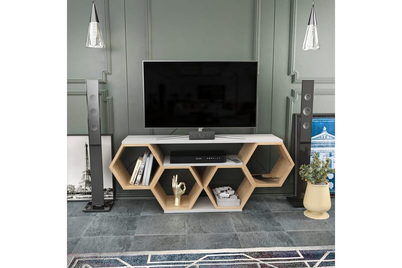 AGATEA Tv-bänk 140x55,5 cm Vit - Möbler - Vardagsrum - Tv-möbler & mediamöbler - Tv-bänkar
