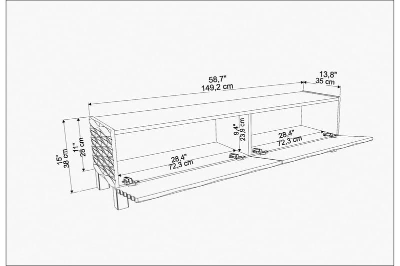 AGATEA Tv-bänk 149,2x38 cm Vit - Möbler - Vardagsrum - Tv-möbler & mediamöbler - Tv-bänkar