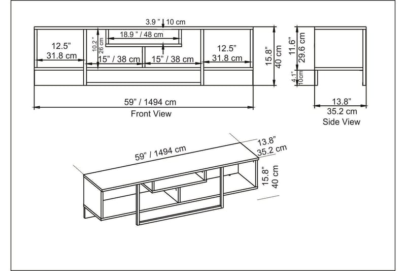 AGATEA Tv-bänk 150x40 cm Vit - Tv-bänkar