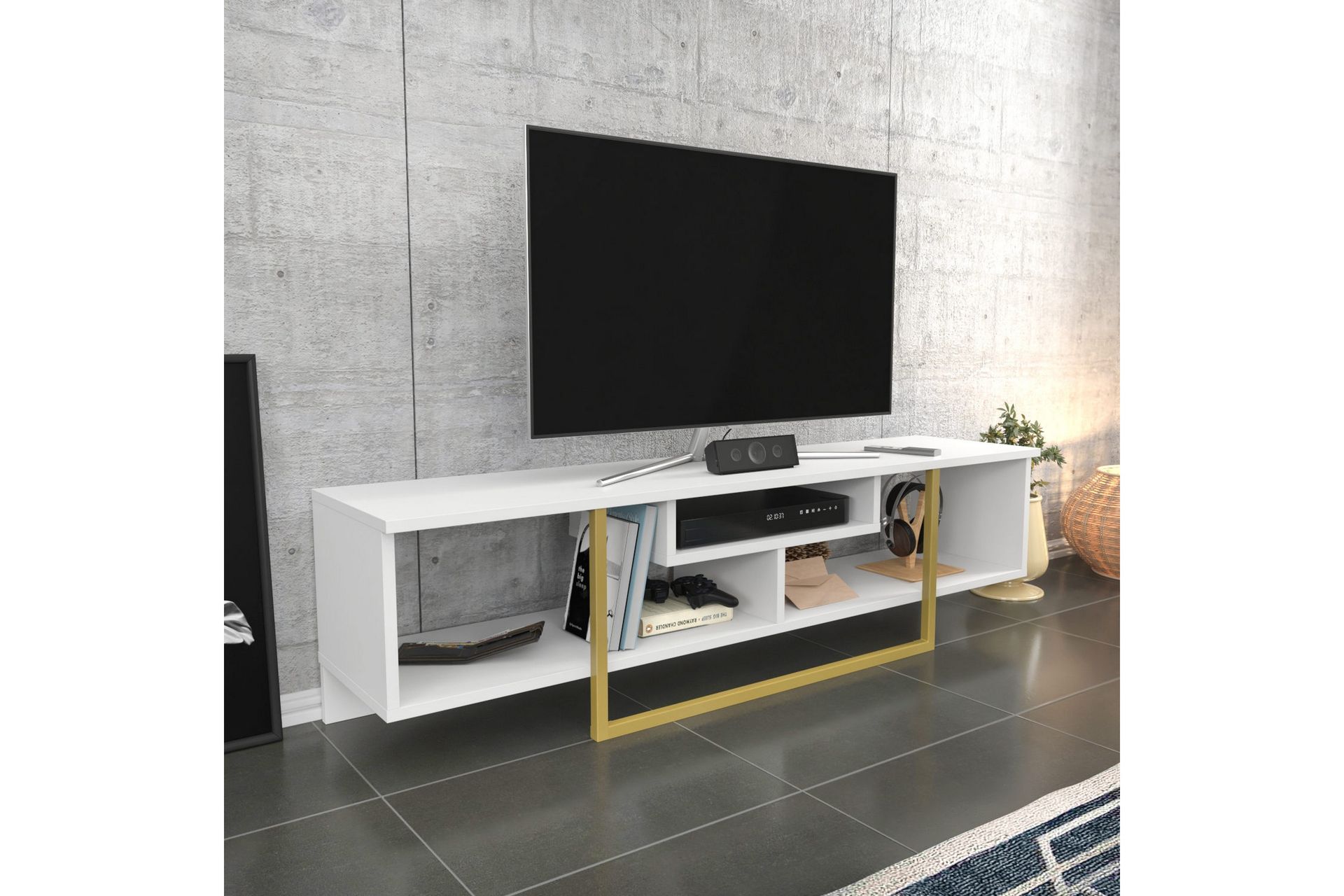 AGATEA Tv-bänk 150x40 cm Vit - Möbler - Vardagsrum - Tv-möbler & mediamöbler - Tv-bänkar