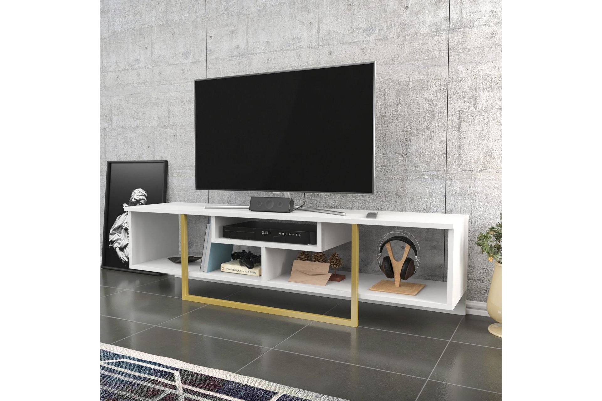 AGATEA Tv-bänk 150x40 cm Vit - Möbler - Vardagsrum - Tv-möbler & mediamöbler - Tv-bänkar