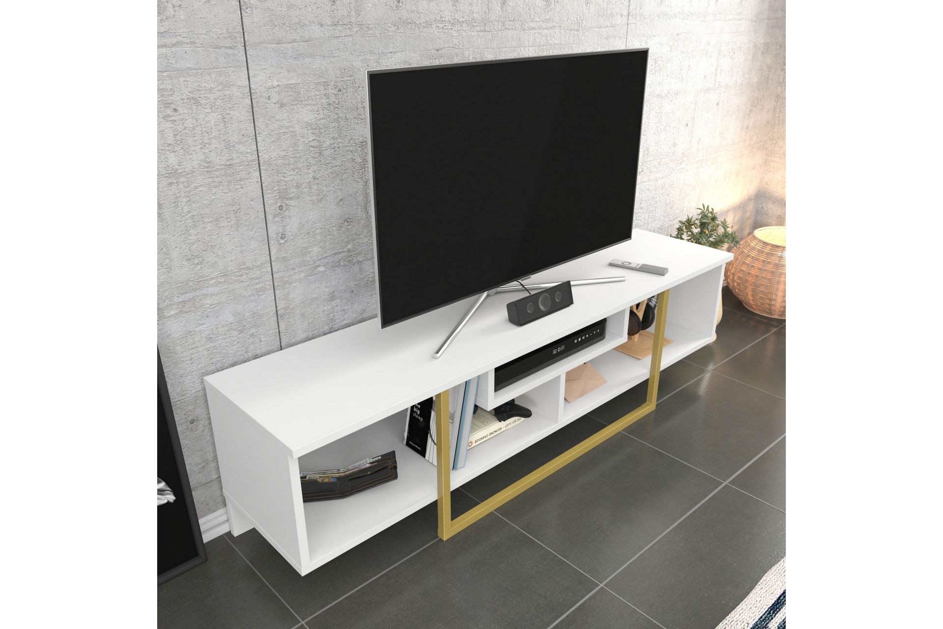 AGATEA Tv-bänk 150x40 cm Vit - Möbler - Vardagsrum - Tv-möbler & mediamöbler - Tv-bänkar
