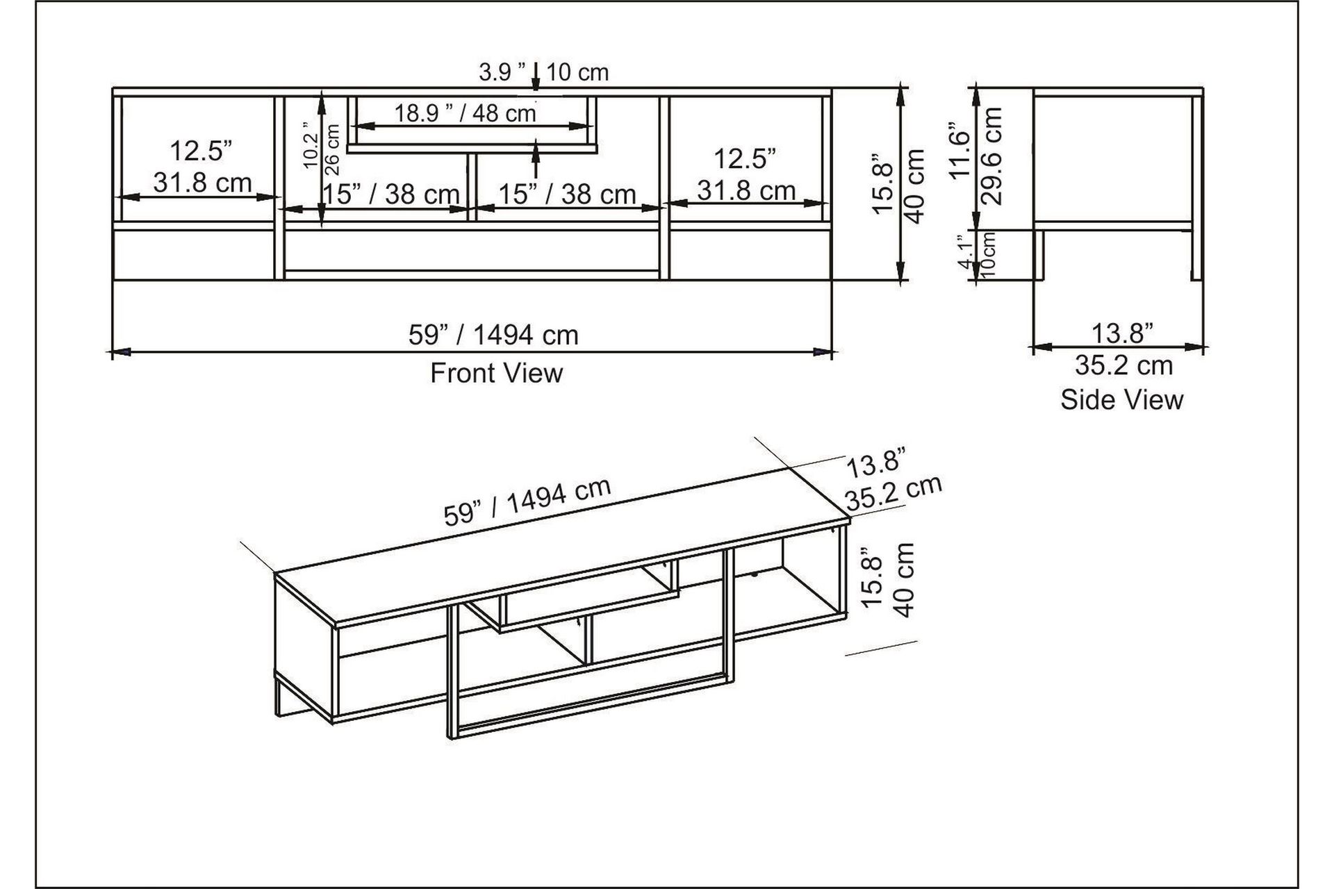 AGATEA Tv-bänk 150x40 cm Vit - Möbler - Vardagsrum - Tv-möbler & mediamöbler - Tv-bänkar