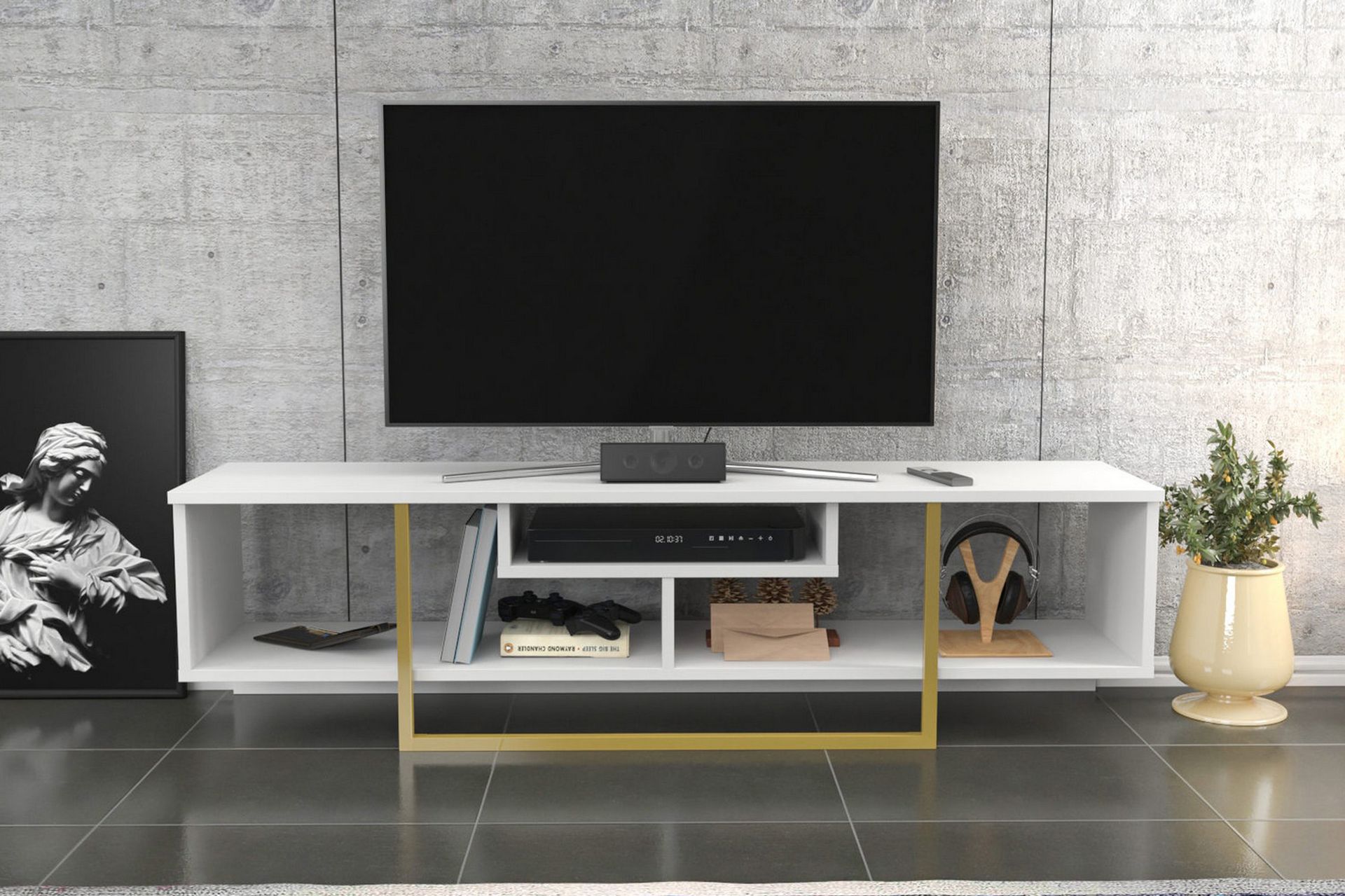 AGATEA Tv-bänk 150x40 cm Vit - Möbler - Vardagsrum - Tv-möbler & mediamöbler - Tv-bänkar