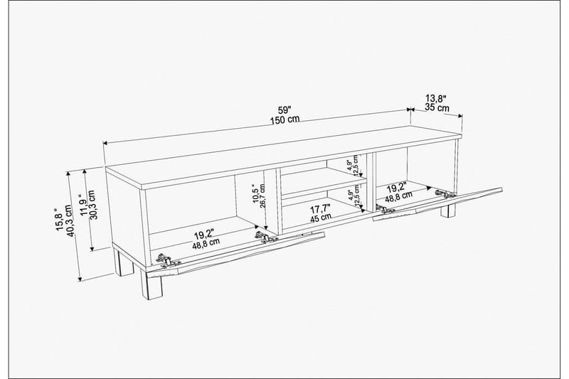 AGATEA Tv-bänk 150x40,3 cm Vit - Tv-bänkar