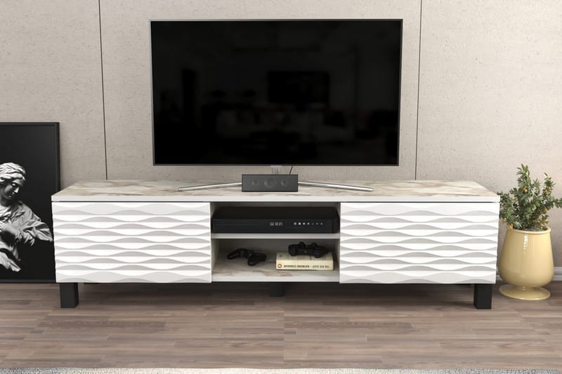 AGATEA Tv-bänk 150x40,3 cm Vit - Tv-bänkar