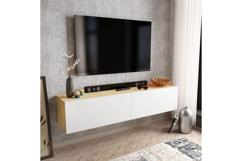 AGATEA Tv-bänk 159,7x34,1 cm Vit - Tv-bänkar