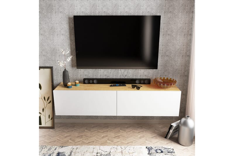 AGATEA Tv-bänk 159,7x34,1 cm Vit - Tv-bänkar