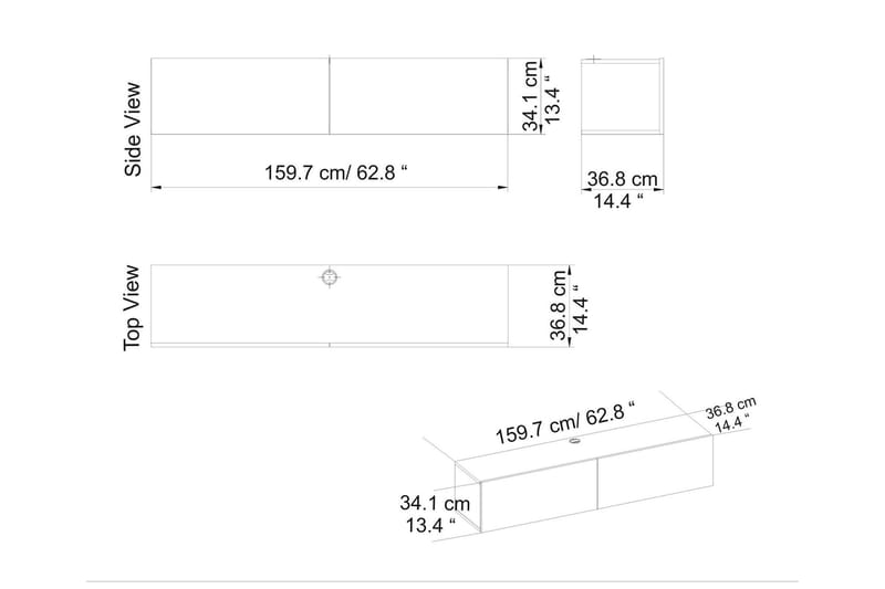 AGATEA Tv-bänk 159,7x34,1 cm Vit - Tv-bänkar