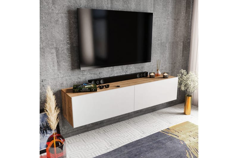 AGATEA Tv-bänk 159,7x34,1 cm Vit - Tv-bänkar