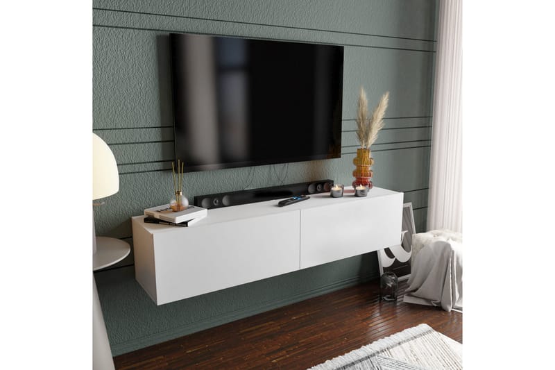 AGATEA Tv-bänk 159,7x34,1 cm Vit - Tv-bänkar