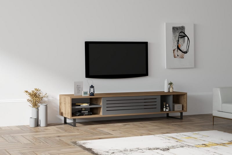 AGATEA Tv-bänk 160x35 cm Brun - Möbler - Vardagsrum - Tv-möbler & mediamöbler - Tv-bänkar