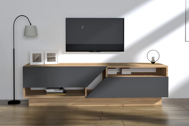 AKYAZI Tv-bänk 160 cm Blå/Antracit - Möbler - Vardagsrum - Tv-möbler & mediamöbler - Tv-bänkar