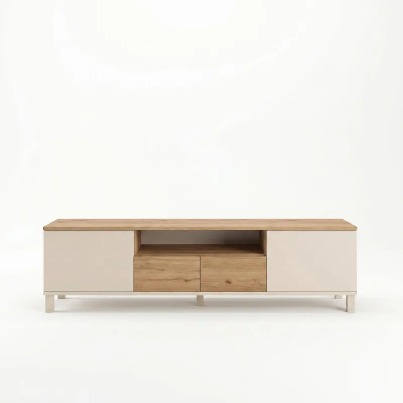 Aldarte TV-bänk 180x49,2x35 cm, Sand och ek