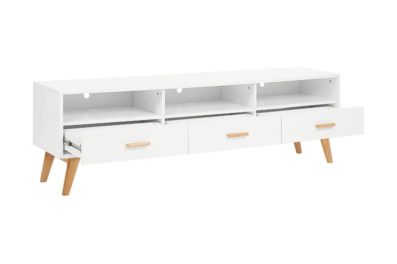 Alfambra Lång Golvstående Tv Bänk 180 cm med Förvaring i Ek - Vit - Möbler - Vardagsrum - Tv-möbler & mediamöbler - Tv-bänkar