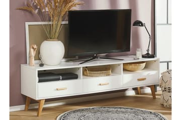 Alfambra Lång Golvstående Tv Bänk 180 cm med Förvaring i Ek - Vit - Möbler - Vardagsrum - Tv-möbler & mediamöbler - Tv-bänkar