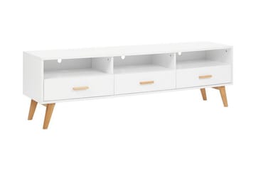 Alfambra Lång Golvstående Tv Bänk 180 cm med Förvaring i Ek - Vit - Möbler - Vardagsrum - Tv-möbler & mediamöbler - Tv-bänkar